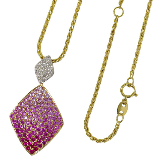 ピンクサファイア 1.95ct ルビー 0.70ct ダイヤモンド 0.25ct 750 K18 YG WG ネックレス