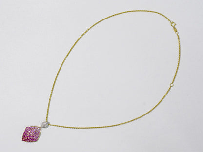 ピンクサファイア 1.95ct ルビー 0.70ct ダイヤモンド 0.25ct 750 K18 YG WG ネックレス