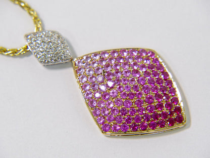 ピンクサファイア 1.95ct ルビー 0.70ct ダイヤモンド 0.25ct 750 K18 YG WG ネックレス