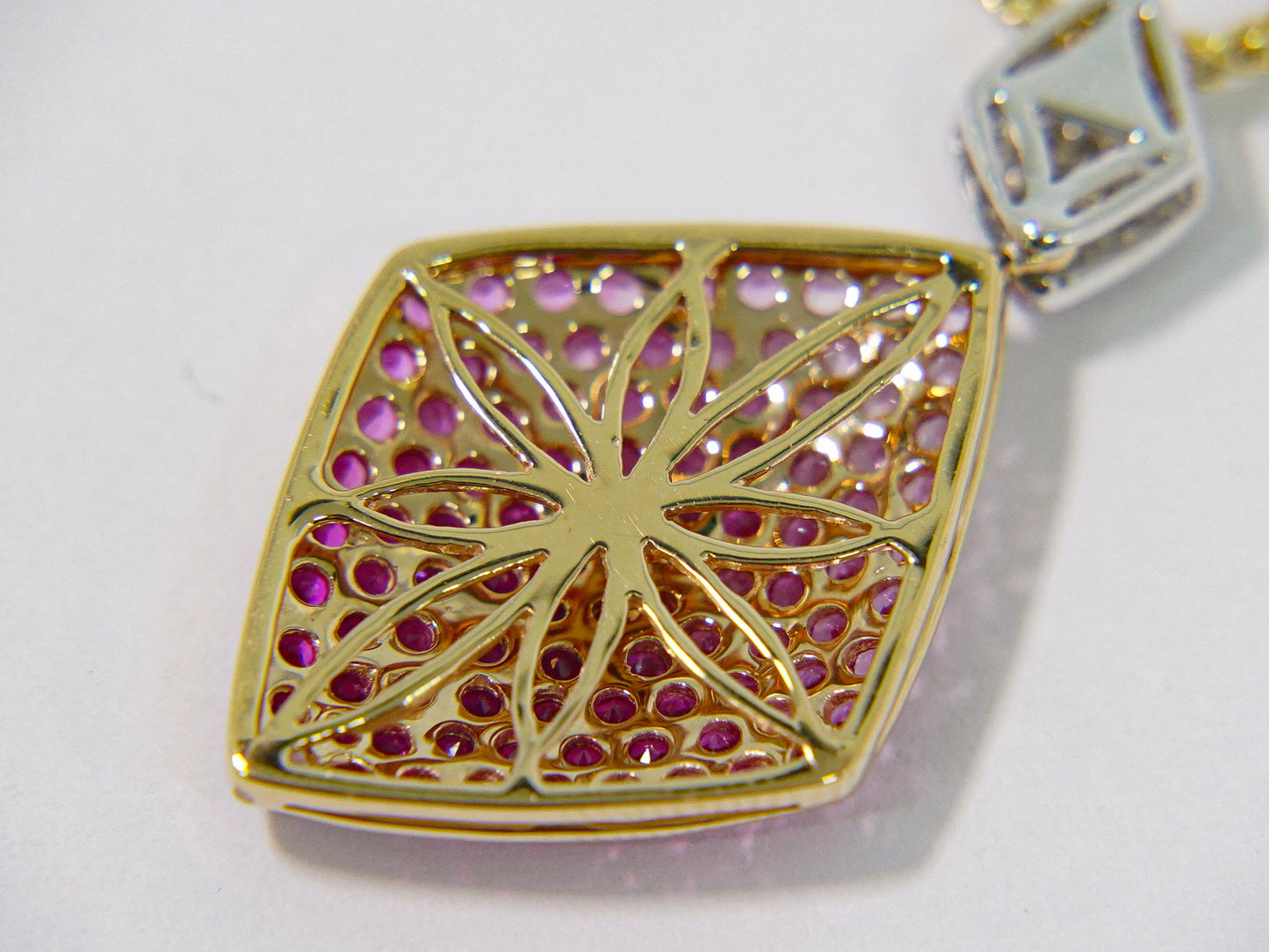 ピンクサファイア 1.95ct ルビー 0.70ct ダイヤモンド 0.25ct 750 K18 YG WG ネックレス