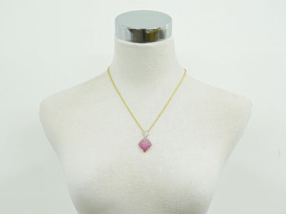 ピンクサファイア 1.95ct ルビー 0.70ct ダイヤモンド 0.25ct 750 K18 YG WG ネックレス