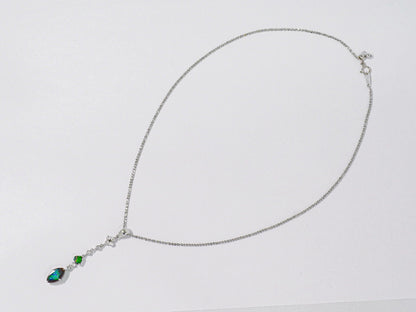 オパール 4.30ct ダイヤモンド 0.23ct K18 WG ネックレス グリーン