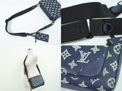 LOUIS VUITTON トリオ メッセンジャー モノグラム シャドウ ショルダーバッグ インクブルー ホワイト M24753