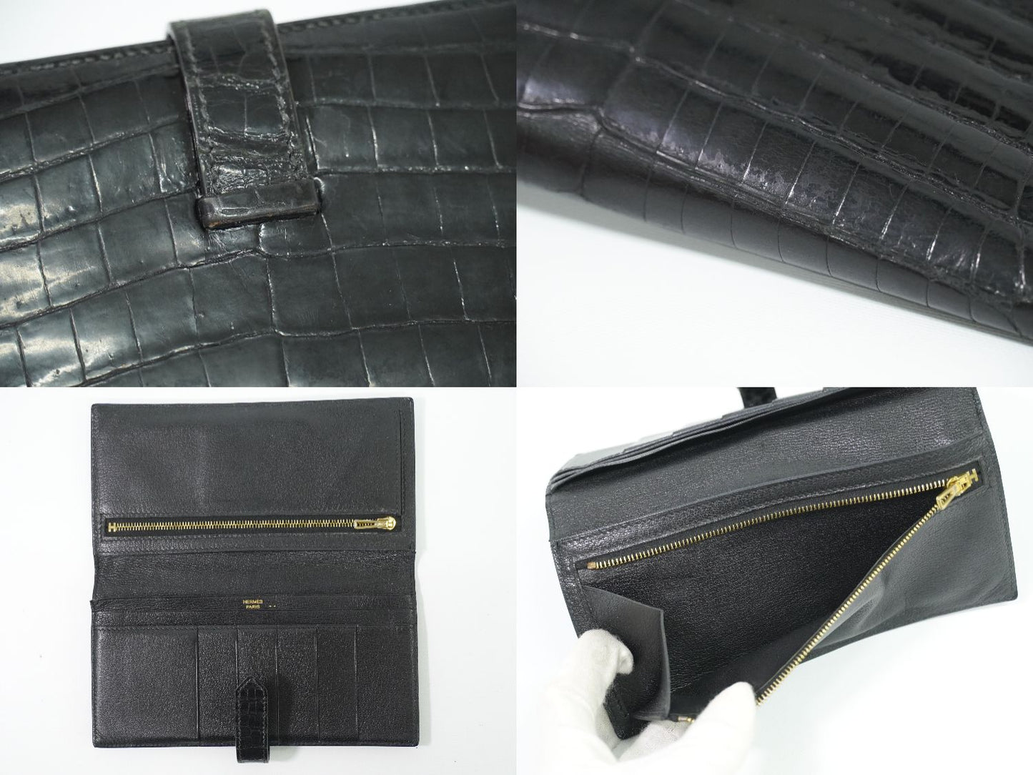 HERMES ベアン ニロティカス 長財布 ブラック