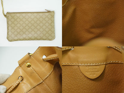 CELINE マカダム ショルダーバッグ ベージュ