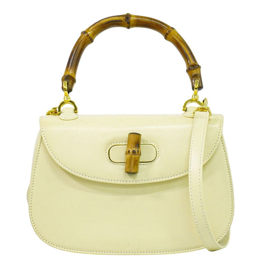GUCCI バンブー 2WAY ショルダーバッグ アイボリー