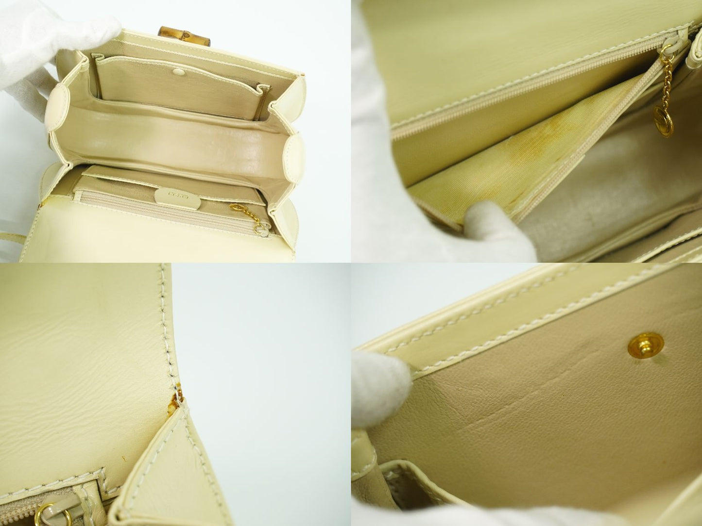 GUCCI バンブー 2WAY ショルダーバッグ アイボリー