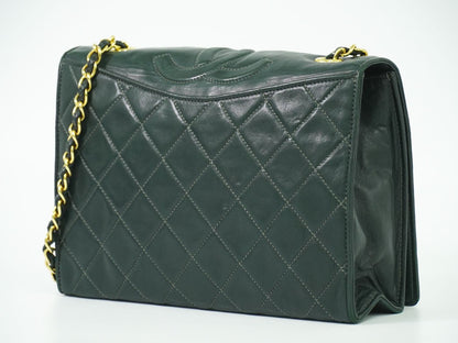 CHANEL ココマーク マトラッセ ショルダーバッグ ダークグリーン