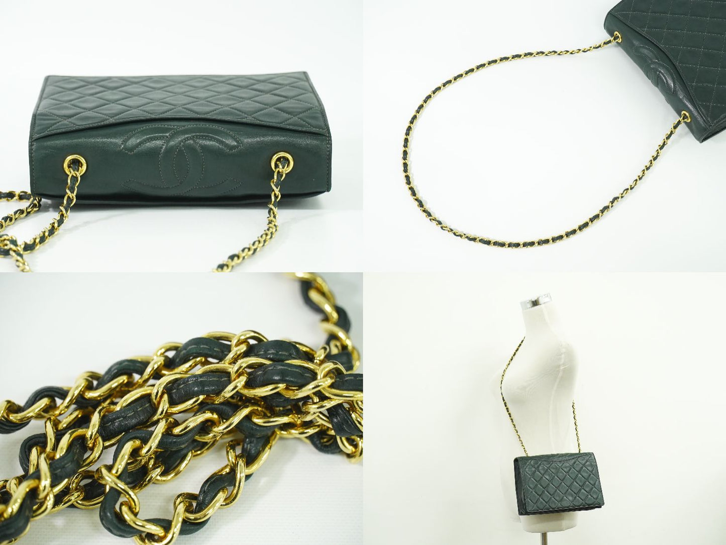 CHANEL ココマーク マトラッセ ショルダーバッグ ダークグリーン