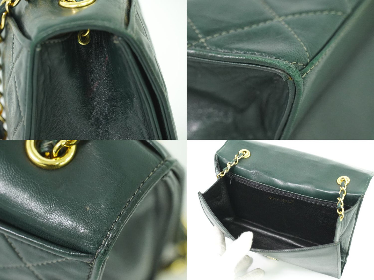 CHANEL ココマーク マトラッセ ショルダーバッグ ダークグリーン