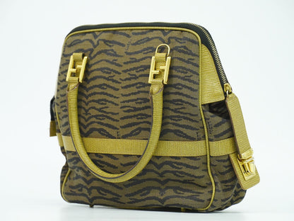 FENDI ゼブラ柄 ハンドバッグ ブラウン