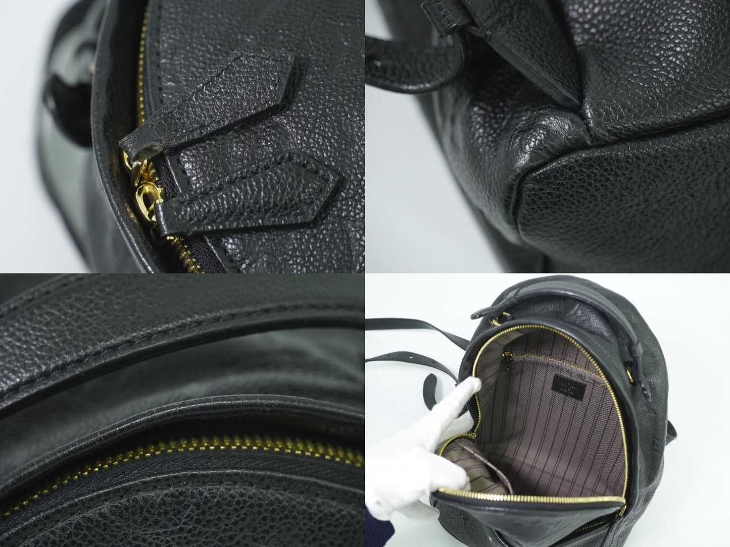 LOUIS VUITTON ソルボンヌ モノグラム アンプラント レザー リュックサック ノワール M44016