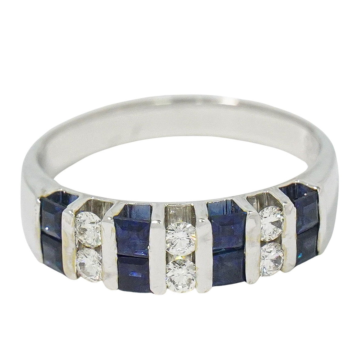 サファイア 0.92ct ダイヤモンド 0.30ct 18K WG リング 15.5号 ブルー