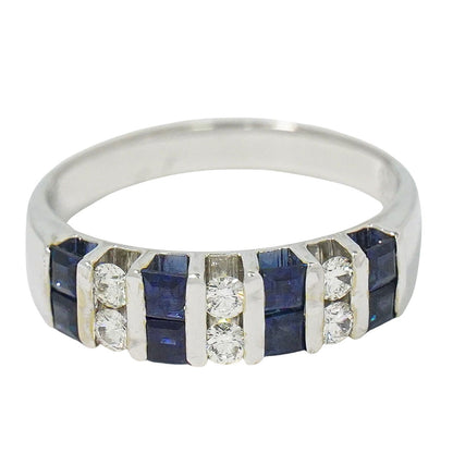 サファイア 0.92ct ダイヤモンド 0.30ct 18K WG リング 15.5号 ブルー