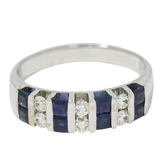 サファイア 0.92ct ダイヤモンド 0.30ct 18K WG リング 15.5号 ブルー