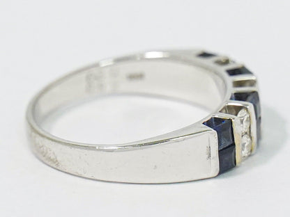 サファイア 0.92ct ダイヤモンド 0.30ct 18K WG リング 15.5号 ブルー