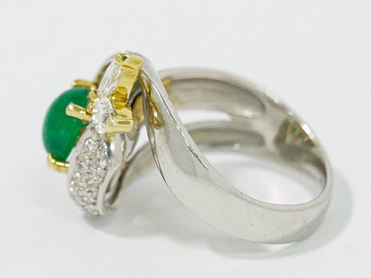 エメラルド 1.18ct ダイヤモンド 0.64ct K18 YG Pt900 コンビ リング 12.5号 グリーン