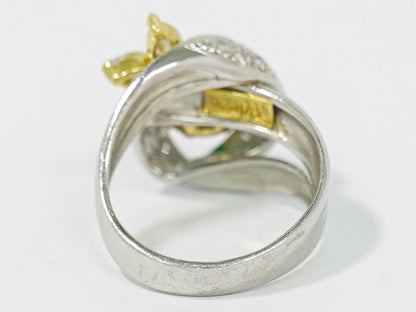 エメラルド 1.18ct ダイヤモンド 0.64ct K18 YG Pt900 コンビ リング 12.5号 グリーン