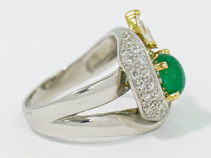 エメラルド 1.18ct ダイヤモンド 0.64ct K18 YG Pt900 コンビ リング 12.5号 グリーン