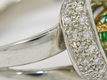 エメラルド 1.18ct ダイヤモンド 0.64ct K18 YG Pt900 コンビ リング 12.5号 グリーン