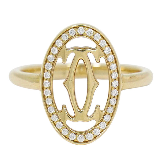 Cartier ロゴ ドゥーブルC ダイヤモンド 750 PG リング 49 8.5 号