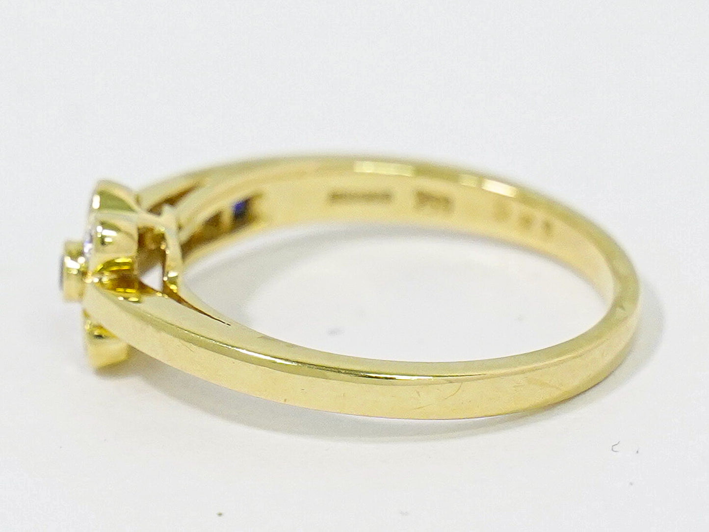 MOUAWAD サファイア 0.19ct ダイヤモンド 0.09ct 750 YG リング 11号 ブルー