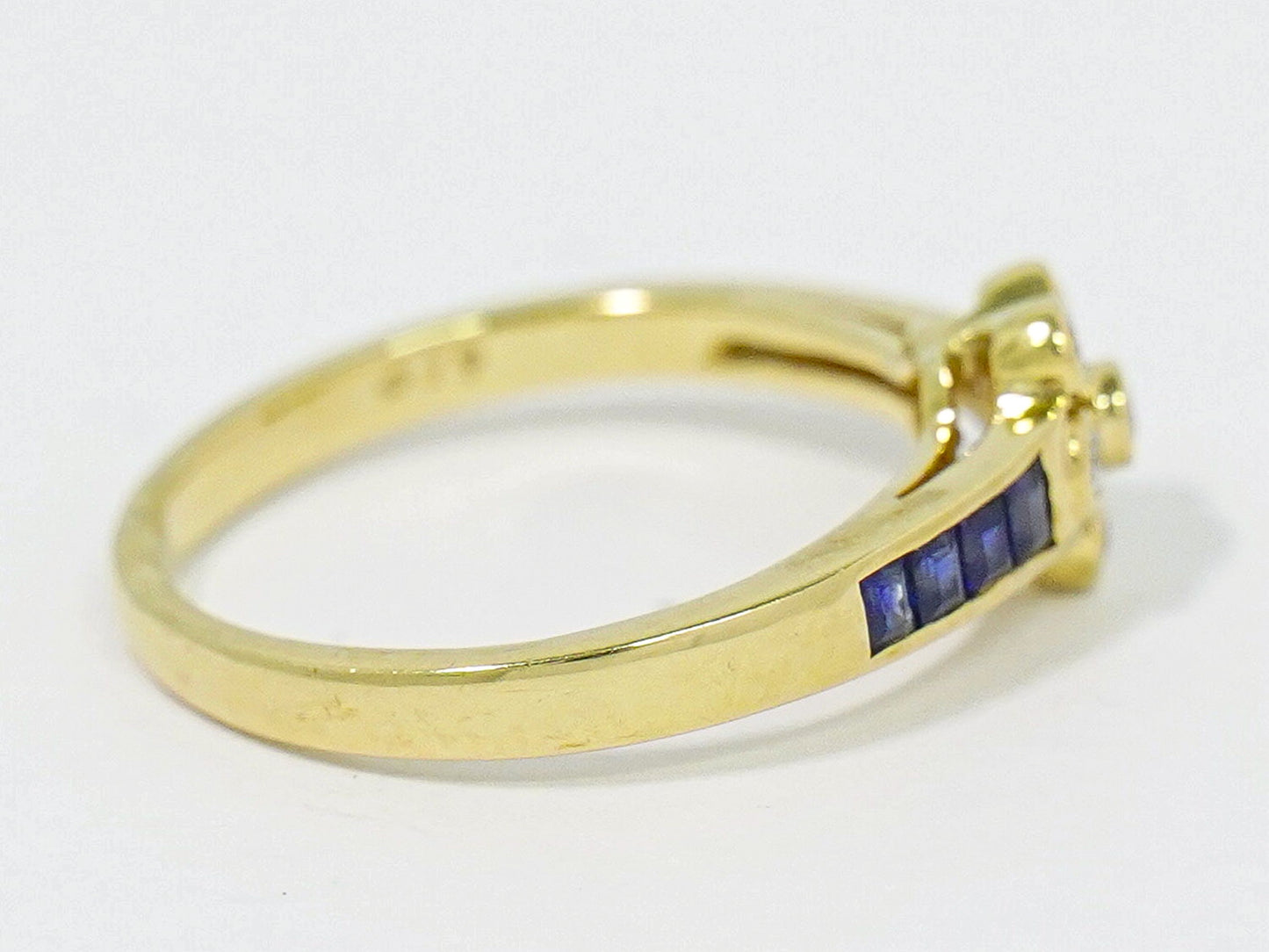 MOUAWAD サファイア 0.19ct ダイヤモンド 0.09ct 750 YG リング 11号 ブルー