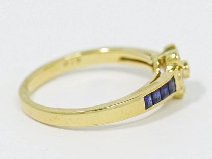 MOUAWAD サファイア 0.19ct ダイヤモンド 0.09ct 750 YG リング 11号 ブルー