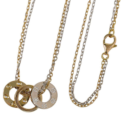 Cartier ラブスリーフープ ダイヤモンド 750 PG WG ネックレス ピンク