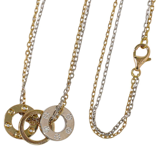 Cartier ラブスリーフープ ダイヤモンド 750 PG WG ネックレス ピンク