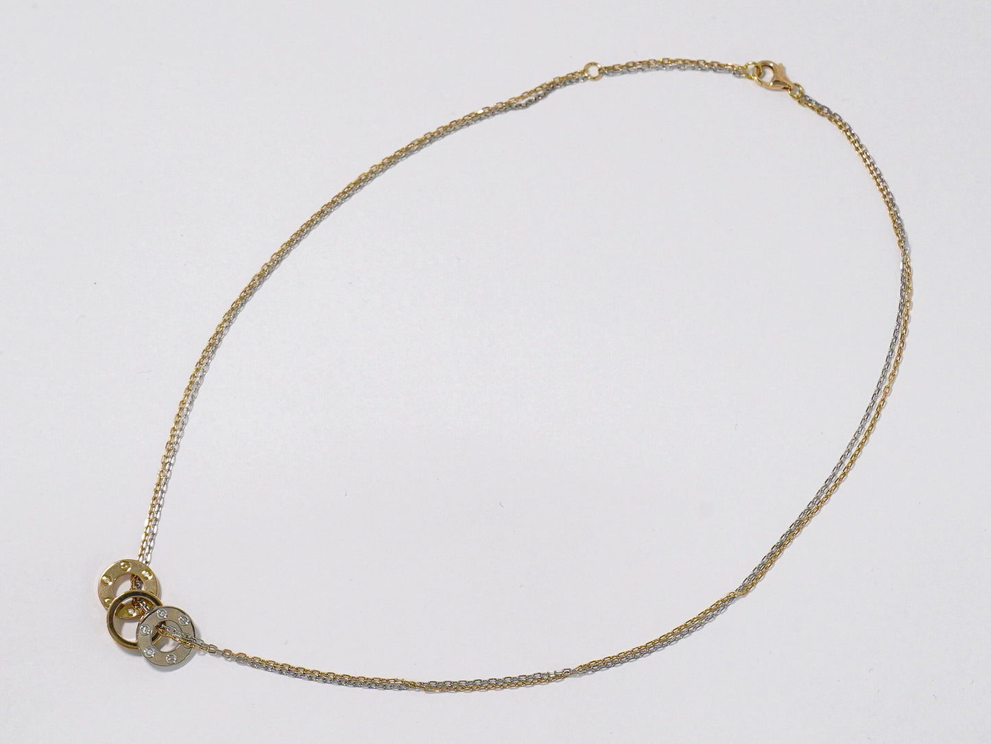 Cartier ラブスリーフープ ダイヤモンド 750 PG WG ネックレス ピンク