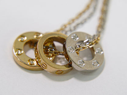 Cartier ラブスリーフープ ダイヤモンド 750 PG WG ネックレス ピンク