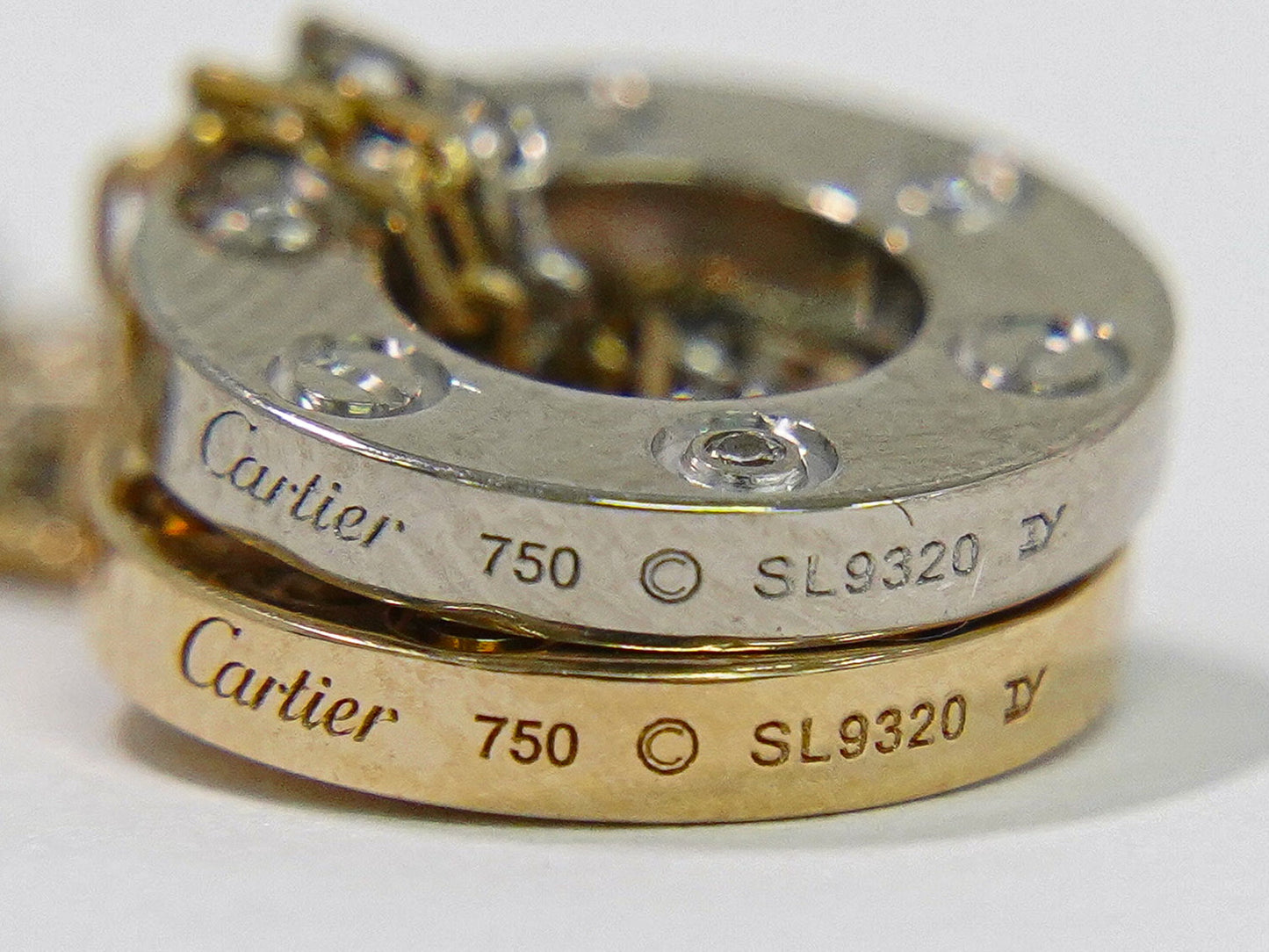 Cartier ラブスリーフープ ダイヤモンド 750 PG WG ネックレス ピンク
