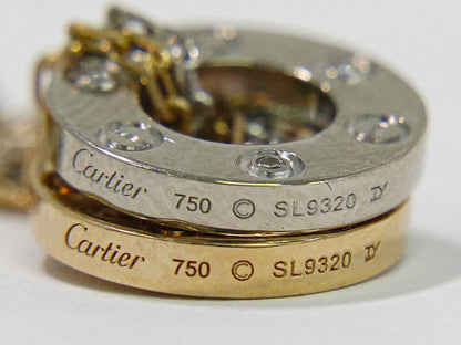Cartier ラブスリーフープ ダイヤモンド 750 PG WG ネックレス ピンク