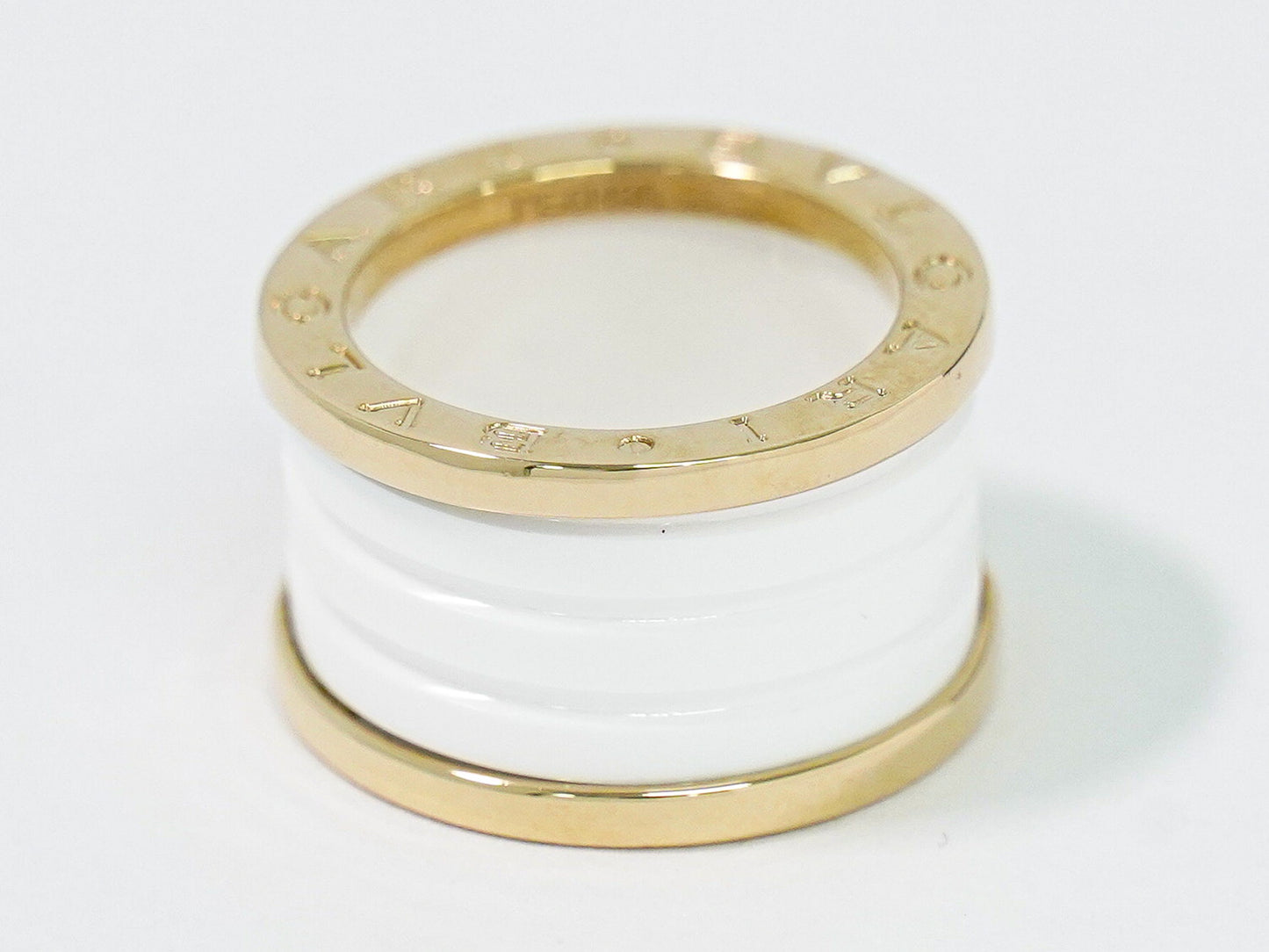 BVLGARI B-ZERO1 Au750 PG セラミック リング 49 6.5号 ホワイト