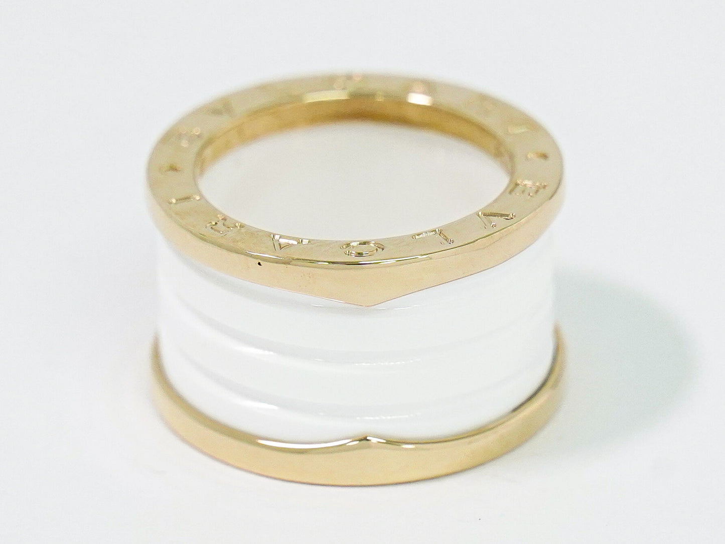 BVLGARI B-ZERO1 Au750 PG セラミック リング 49 6.5号 ホワイト