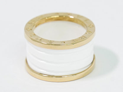 BVLGARI B-ZERO1 Au750 PG セラミック リング 49 6.5号 ホワイト