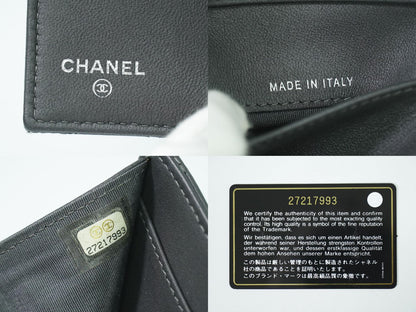 CHANEL カメリア ラインストーン 折財布 ダークグレー