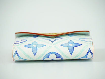 LOUIS VUITTON バイ ザ プール モノグラム タイル トランプケース ラグーン ブルー ホワイト GI1100