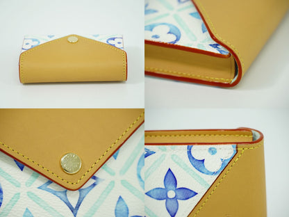 LOUIS VUITTON バイ ザ プール モノグラム タイル トランプケース ラグーン ブルー ホワイト GI1100