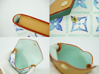 LOUIS VUITTON バイ ザ プール モノグラム タイル トランプケース ラグーン ブルー ホワイト GI1100