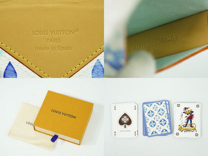 LOUIS VUITTON バイ ザ プール モノグラム タイル トランプケース ラグーン ブルー ホワイト GI1100