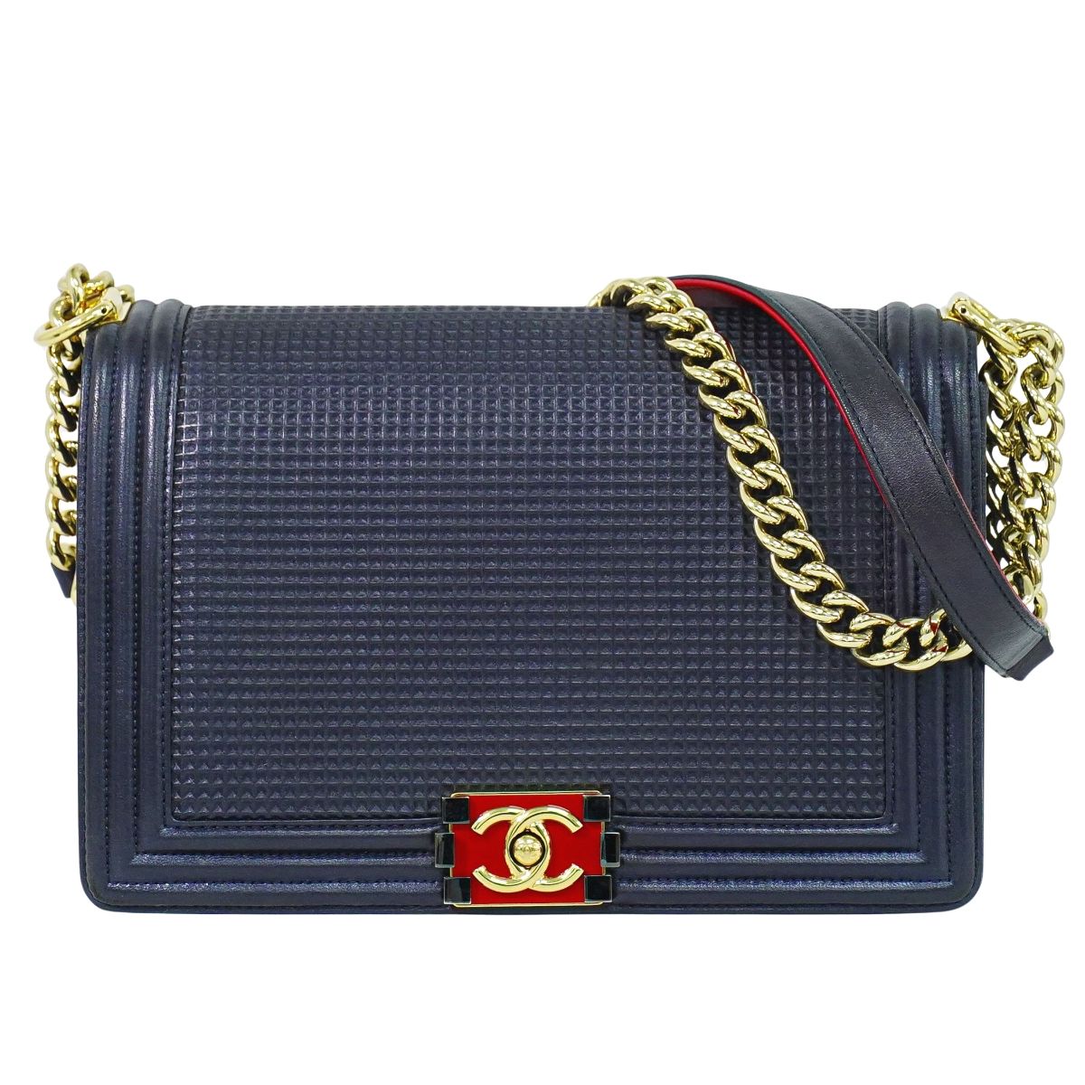 CHANEL ボーイシャネル ココマーク ショルダーバッグ ネイビー