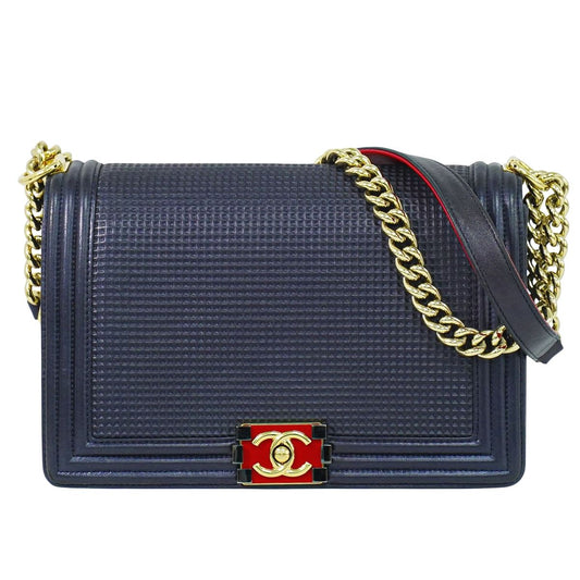 CHANEL ボーイシャネル ココマーク ショルダーバッグ ネイビー