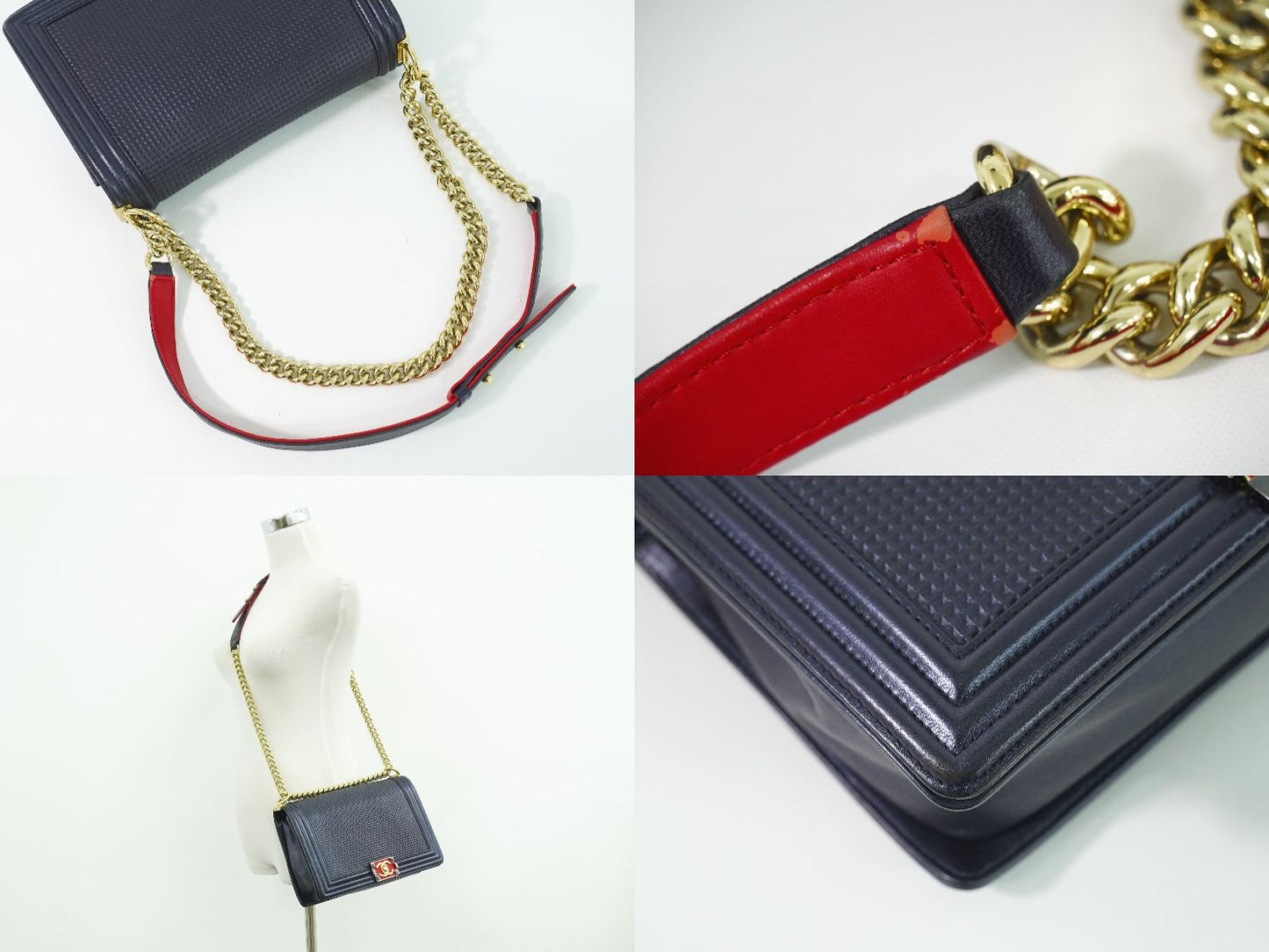 CHANEL ボーイシャネル ココマーク ショルダーバッグ ネイビー