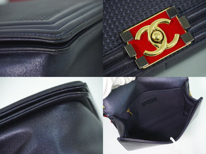 CHANEL ボーイシャネル ココマーク ショルダーバッグ ネイビー