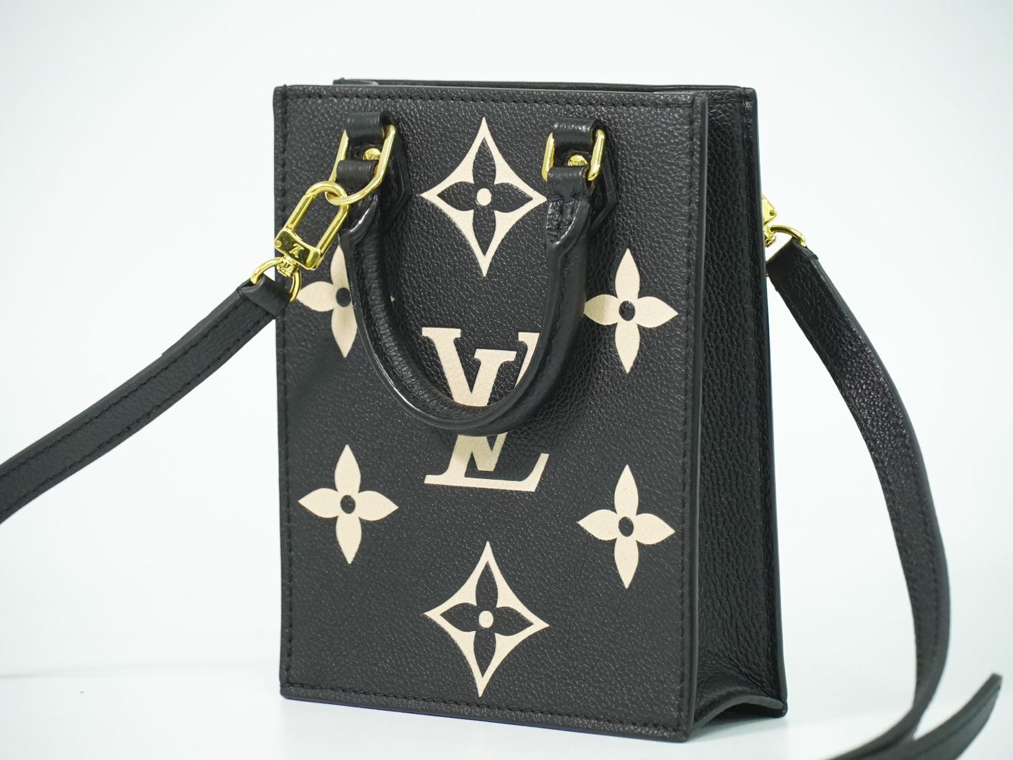 LOUIS VUITTON プティット サックプラ モノグラム アンプラントレザー 2WAY ショルダーバッグ ノワール M81416