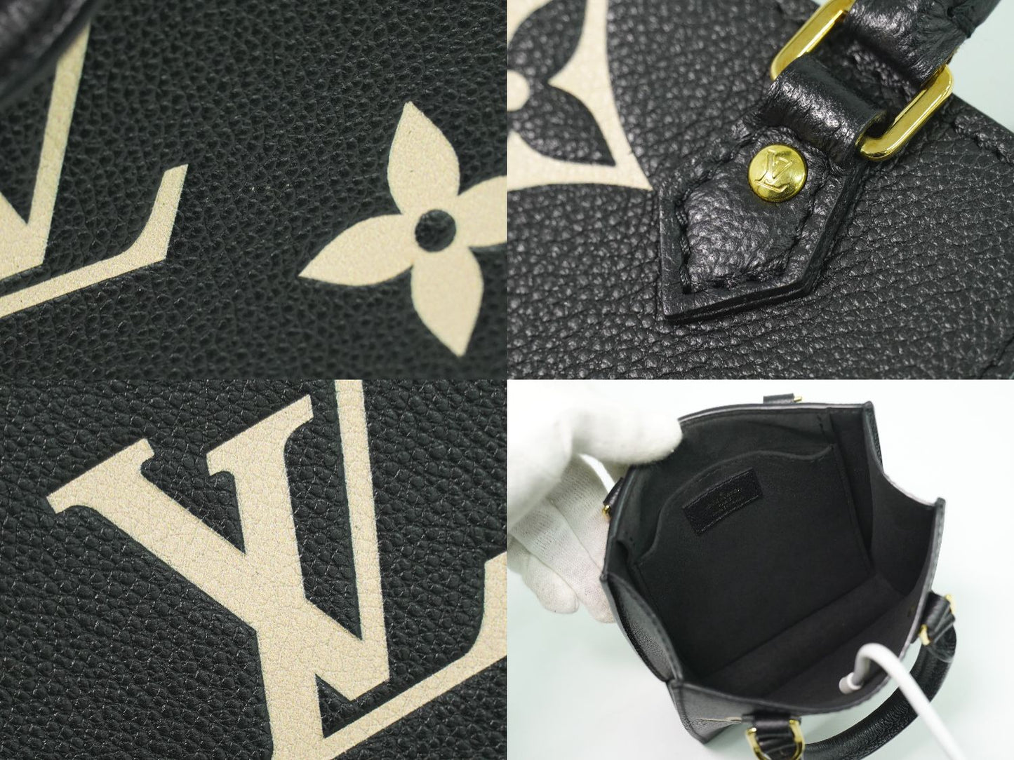 LOUIS VUITTON プティット サックプラ モノグラム アンプラントレザー 2WAY ショルダーバッグ ノワール M81416