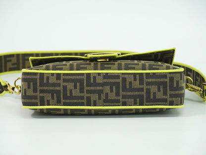 FENDI ズッカ バケット 2WAY ショルダーバッグ ブラウン ネオンイエロー 8BR600