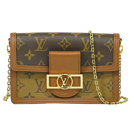 LOUIS VUITTON ポルトフォイユ ドーフィーヌ モノグラム リバース チェーン ショルダーウォレット ブラウン M68746